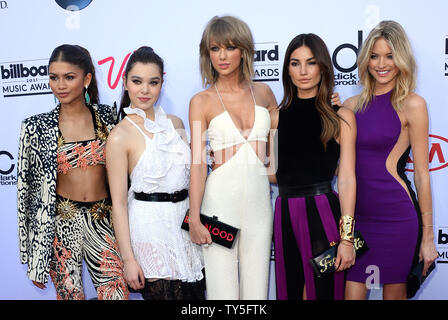 (L-R) Zendaya, Hailee Steinfeld, Taylor Swift, Lily Aldridge, and Martha Hunt  attend the Billboard Music Awards held at the MGM Grand Garden Arena in Las Vegas, Nevada on May 17, 2015. Photo by Jim Ruymen/UPI Stock Photo