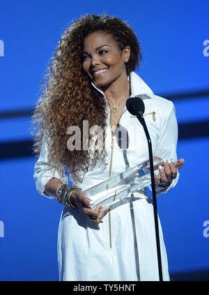 Janet Jackson accepts the Ultimate Icon: Music Dance Visual award during the 15th annual BET Awards at Microsoft Theater in Los Angeles on June 28, 2015.  Photo by Jim Ruymen/UPI Stock Photo