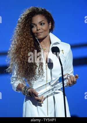 Janet Jackson accepts the Ultimate Icon: Music Dance Visual award during the 15th annual BET Awards at Microsoft Theater in Los Angeles on June 28, 2015.  Photo by Jim Ruymen/UPI Stock Photo