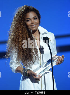 Janet Jackson accepts the Ultimate Icon: Music Dance Visual award during the 15th annual BET Awards at Microsoft Theater in Los Angeles on June 28, 2015.  Photo by Jim Ruymen/UPI Stock Photo