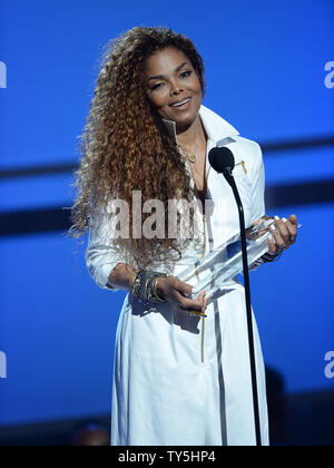 Janet Jackson accepts the Ultimate Icon: Music Dance Visual award during the 15th annual BET Awards at Microsoft Theater in Los Angeles on June 28, 2015.  Photo by Jim Ruymen/UPI Stock Photo