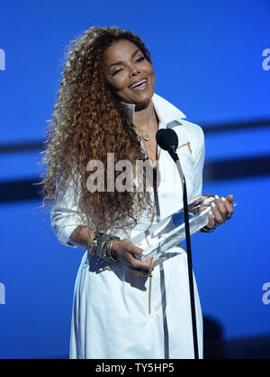 Janet Jackson accepts the Ultimate Icon: Music Dance Visual award during the 15th annual BET Awards at Microsoft Theater in Los Angeles on June 28, 2015.  Photo by Jim Ruymen/UPI Stock Photo