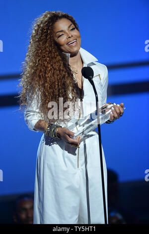 Janet Jackson accepts the Ultimate Icon: Music Dance Visual award during the 15th annual BET Awards at Microsoft Theater in Los Angeles on June 28, 2015. Photo by Jim Ruymen/UPI Stock Photo