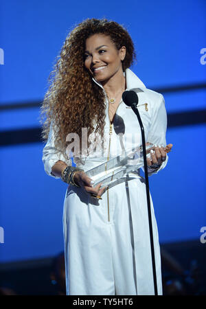 Janet Jackson accepts the Ultimate Icon: Music Dance Visual award during the 15th annual BET Awards at Microsoft Theater in Los Angeles on June 28, 2015. Photo by Jim Ruymen/UPI Stock Photo