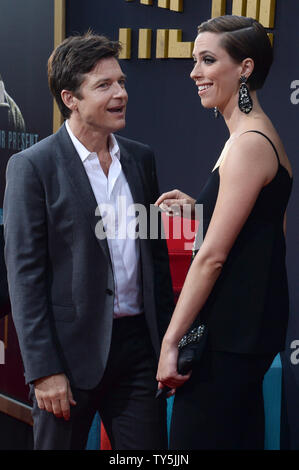 Cast members Jason Bateman and Rebecca Hall attend the premiere of the motion picture thriller 'The Gift' at Regal Cinemas L.A. Live in Los Angeles on July 30, 2015. Storyline: A young married couple's lives are thrown into a harrowing tailspin when an acquaintance from the husband's past brings mysterious gifts and a horrifying secret to light after more than 20 years. Photo by Jim Ruymen/UPI Stock Photo