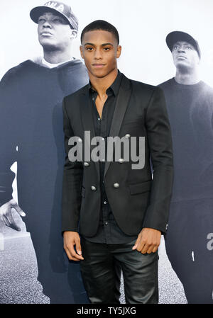 Actor Keith Powers attends the premiere of the N.W.A. motion picture biopic 'Straight Outta Compton' at Microsoft Theater in Los Angeles on August 10, 2015. Storyline: The group NWA emerges from the streets of Compton, California in the mid-1980s and revolutionizes Hip Hop culture with their music and tales about life in the hood. Photo by Christine Chew/UPI Stock Photo