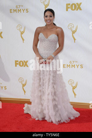 Actress Gina Rodriguez arrives at the 67th Primetime Emmy Awards in the Microsoft Theater in Los Angeles on September 20, 2015.   Photo by Jim Ruymen/UPI. Stock Photo