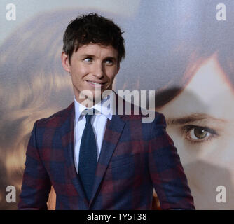 Cast member Eddie Redmayne of England attends the premiere of the motion picture biographical drama 'The Danish Girl' at the Regency Village Theatre in the Westwood section of Los Angeles on November 21, 2015. Storyline: The remarkable love story inspired by the lives of artists Lili Elbe and Gerda Wegener. Lili and Gerda's marriage and work evolve as they navigate Lili's groundbreaking journey as a transgender pioneer. Photo by Jim Ruymen/UPI Stock Photo