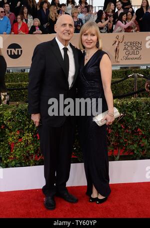 From left, actors Jeffrey Tambor and Kasia Ostlun attend the 22nd annual Screen Actors Guild Awards at the Shrine Auditorium & Expo Hall in Los Angeles, California on January 30, 2016. Photo by Jim Ruymen/UPI Stock Photo