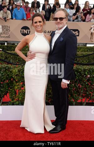 Actors, from left, Amy Landecker and Bradley Whitford attend the 22nd annual Screen Actors Guild Awards at the Shrine Auditorium & Expo Hall in Los Angeles, California on January 30, 2016. Photo by Jim Ruymen/UPI Stock Photo