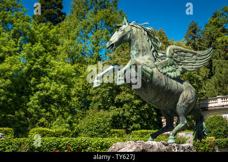 Nice bronze statue of Pegasus in Mirabellgarten, Salzburg Stock Photo