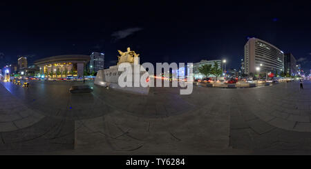 360 degree panoramic view of Seoul, South Korea - 22 June 2019 360 degrees panorama view of Gyeongbokgung Palace and City Center.