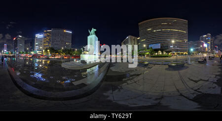 360 degree panoramic view of Seoul, South Korea - 22 June 2019 360 degrees panorama view of Gyeongbokgung Palace and City Center.