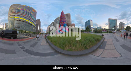 360 degree panoramic view of Seoul, South Korea - 22 June 2019 360 degrees panorama view of Gyeongbokgung Palace and City Center.