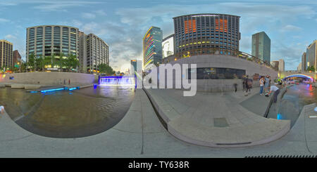 360 degree panoramic view of Seoul, South Korea - 22 June 2019 360 degrees panorama view of Gyeongbokgung Palace and City Center.