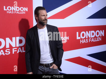 Cast member Aaron Eckhart attends the premiere of the motion picture crime thriller 'London Has Fallen' at the ArcLight Cinerama Dome in the Hollywood section of Los Angeles on March 1, 2016. Storyline: In London for the Prime Minister's funeral, Mike Banning discovers a plot to assassinate all the attending world leaders.  Photo by Jim Ruymen/UPI Stock Photo