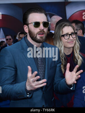Cast member Chris Evans attends the premiere of the sci-fi motion picture fantasy 'Captain America: Civil War' at the El Capitan Theatre in the Hollywood section of Los Angeles on April 12, 2016. Storyline: Political interference in the Avengers' activities causes a rift between former allies Captain America and Iron Man.  Photo by Jim Ruymen/UPI Stock Photo