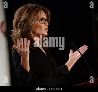 Former Alaska governor and Republican VP candidate Sarah Palin  explains the rise of the Trump movement during Politicon at the Pasadena Convention Center in Pasadena, California on June 26, 2016. Photo by Jim Ruymen/UPI Stock Photo