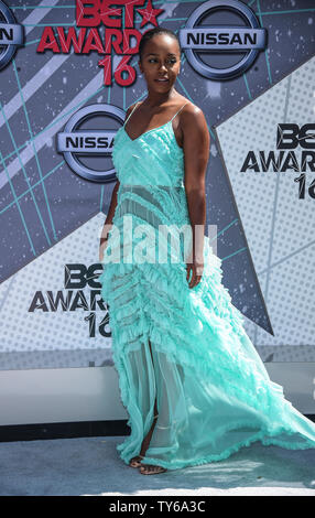 Actress Aja Naomi King attends the 16th annual BET Awards at Microsoft Theater in Los Angeles on June 26, 2016. Photo by Phil McCarten/UPI Stock Photo