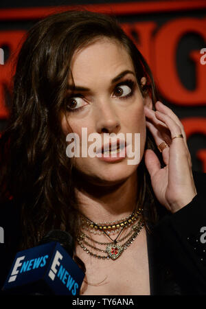 Cast member Winona Ryder attends Netflix's supernatural mystery thriller 'Stranger Things' at Mack Sennett Studios in Los Angeles on July 11, 2016. Storyline: A strange town where everyone knows everyone Is subject to a peculiar incident. The town then undergoes a state of panic, before the government becomes involved.  Photo by Jim Ruymen/UPI Stock Photo