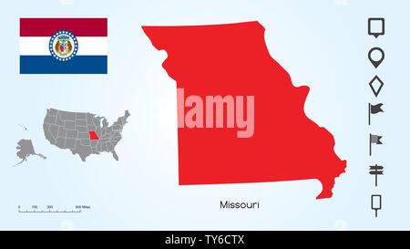 Travel to Missouri concept, map with pin on map of Missouri. Vacation ...