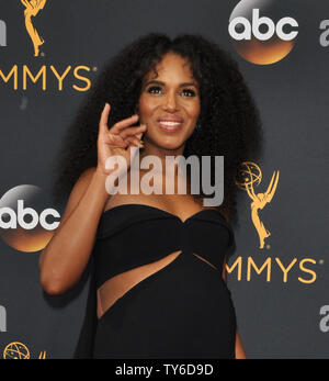 Actress Kerry Washington arrives for the 68th annual Primetime Emmy Awards at Microsoft Theater in Los Angeles on September 18, 2016. Photo by Christine Chew/UPI Stock Photo