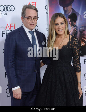 Cast member Sarah Jessica Parker and her husband, actor Matthew Broderick attend the premiere of the motion picture dramatic comedy 'Rules Don't Apply' at TCL Chinese Theatre in the Hollywood section of Los Angeles on November 10, 2016. Storyline: An unconventional love story of an aspiring actress, her determined driver, and the eccentric billionaire who they work for.  Photo by Jim Ruymen/UPI