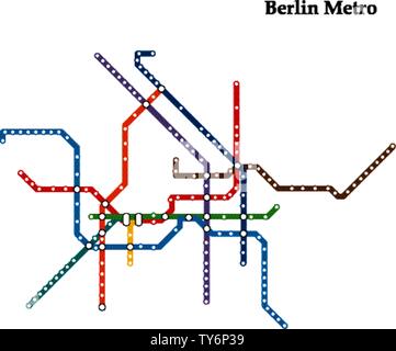 Map of the Berlin metro, Subway, Template of city transportation scheme for underground road. Stock Vector