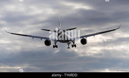 Richmond, British Columbia, Canada. 23rd June, 2019. A China Airlines Airbus A350-900 jetliner on short final approach for landing. Credit: Bayne Stanley/ZUMA Wire/Alamy Live News Stock Photo