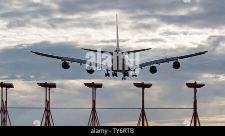 Richmond, British Columbia, Canada. 23rd June, 2019. A British Airways Airbus A380-841 (G-XLEE) jet airliner lands at Vancouver International Airport. Credit: Bayne Stanley/ZUMA Wire/Alamy Live News Stock Photo