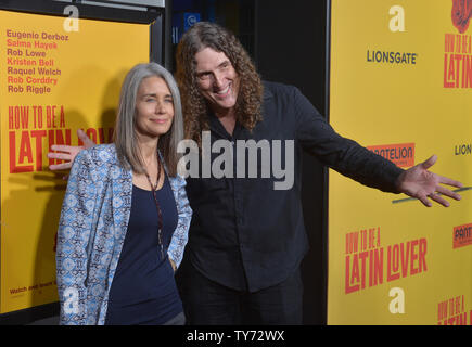 Cast member 'Weird Al' Yankovic and his wife Suzanne Krajewski attend the premiere of the motion picture comedy 'How to Be a Latin Lover' at the ArcLight Cinerama Dome in the Hollywood section of Los Angeles. Storyline: Finding himself dumped after 25 years of marriage, a man who made a career of seducing rich older women must move in with his estranged sister, where he begins to learn the value of family.  Photo by Jim Ruymen/UPI Stock Photo