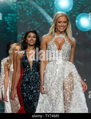 Miss Minnesota USA, Meridith Gould onstage during the Evening wear portion of the 2017 Miss USA Competition, Mandalay Bay Resort and Casino on May 14, 2017. Photo by James Atoa/UPI Stock Photo