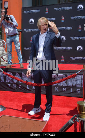 Director Michael Bay participates in a hand and footprint ceremony immortalizing him in the forecourt of TCL Chinese Theatre (formerly Grauman's) in the Hollywood section of Los Angeles on May 23, 2017. Photo by Jim Ruymen/UPI Stock Photo