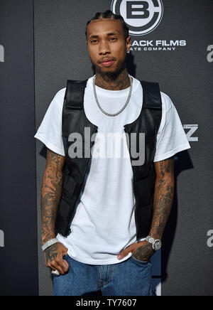 Tyga arrives for the premiere of 'All Eyez on Me' at the Westwood Village Theaters in Los Angeles, California on June 14, 2017. Photo by Christine Chew/UPI Stock Photo