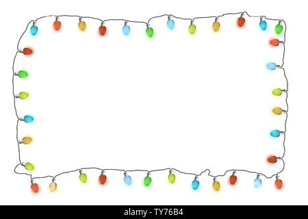 Lights bulb garlands frame. Vector illustrayion. New Year. Stock Vector