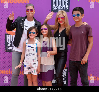 Former professional soccer player Abby Wambach (L) and her spouse, author Glennon Doyle Melton and guests attend Nickelodeon's Kids' Choice Sports Awards 2017 at UCLA's Pauley Pavilion in Los Angeles on July 13, 2017.  Photo by Jim Ruymen/UPI Stock Photo