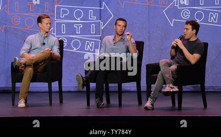 Tommy Vietor, Jon Favreau and Jon Lovett (L-R) participate in the Pod