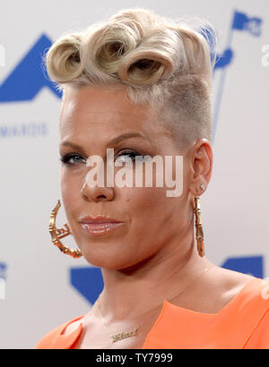 Pink, winner of the Michael Jackson Video Vanguard Award appears backstage during the 34th annual MTV Video Music Awards at The Forum in Inglewood, California on August 27, 2017.  Photo by Jim Ruymen/UPI Stock Photo