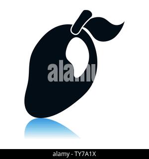 Icon Of Mango. Shadow Reflection Design. Vector Illustration. Stock Vector