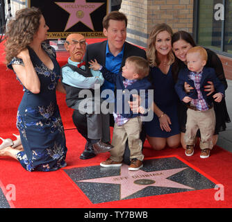 American ventriloquist and comedian Jeff Dunham is joined by family members during an unveiling ceremony honoring him with the 2,619th star on the Hollywood Walk of Fame in Los Angeles on September 21, 2017. Photo by Jim Ruymen/UPI Stock Photo