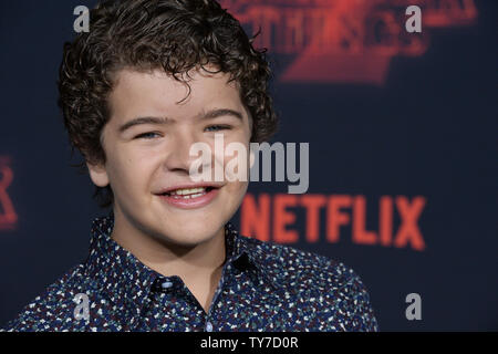 Cast member Gaten Matarazzo attends the premiere of Netflix's 'Stranger Things' Season 2 at the Regency Bruin Theatre in Los Angeles on October 26, 2017. Storyline: When a young boy disappears, his mother, a police chief, and his friends must confront terrifying forces in order to get him back.   Photo by Jim Ruymen/UPI Stock Photo