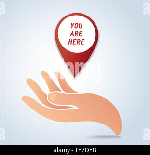 hand holding pin location icon Stock Photo - Alamy