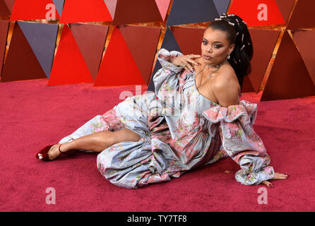 Singer Andra Day arrives on the red carpet for the 90th annual Academy Awards at the Dolby Theatre in the Hollywood section of Los Angeles on March 4, 2018.    Photo by Jim Ruymen/UPI Stock Photo