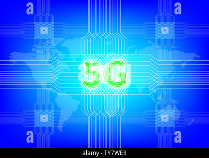5G technology chip concept diagram Stock Photo