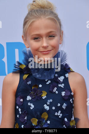 Cast member Alyvia Alyn Lind attends the premiere of the motion picture romantic comedy 'Overboard' at the Regency Village Theatre in the Westwood section of Los Angeles on April 30, 2018. Storyline: A spoiled, wealthy yacht owner is thrown overboard and becomes the target of revenge from his mistreated employee in the remake of the 1987 comedy.  Photo by Jim Ruymen/UPI Stock Photo