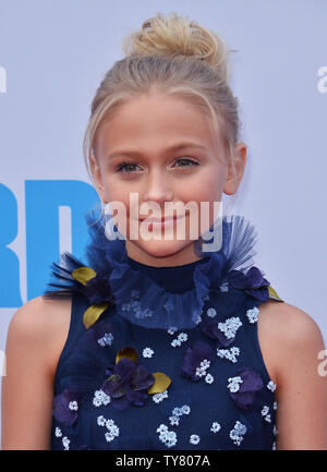 Cast member Alyvia Alyn Lind attends the premiere of the motion picture romantic comedy 'Overboard' at the Regency Village Theatre in the Westwood section of Los Angeles on April 30, 2018. Storyline: A spoiled, wealthy yacht owner is thrown overboard and becomes the target of revenge from his mistreated employee in the remake of the 1987 comedy.  Photo by Jim Ruymen/UPI Stock Photo