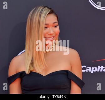 US Olympic gold medal snowboarder Chloe Kim attends the 26th annual ESPY Awards at the Microsoft Theater in Los Angeles on July 18, 2018.    Photo by Jim Ruymen/UPI Stock Photo