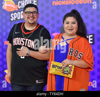 Rico Rodriguez (L) and his sister Raini Rodriguez attend Nickelodeon's KIds' Choice Sports Awards 2018 at Barker Hangar in Santa Monica, California on July 19, 2018. Photo by Chris Chew/UPI Stock Photo