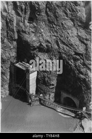 Inlet portals of Diversion Tunnels Nos. 3 and 4 showing diversion of ...