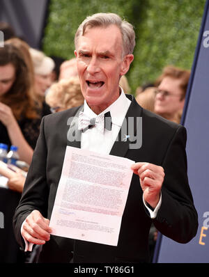 Bill Nye attends the Creative Arts Emmy Awards at the Microsoft Theater in Los Angeles on September 8, 2018.    Photo by Gregg DeGuire/UPI Stock Photo